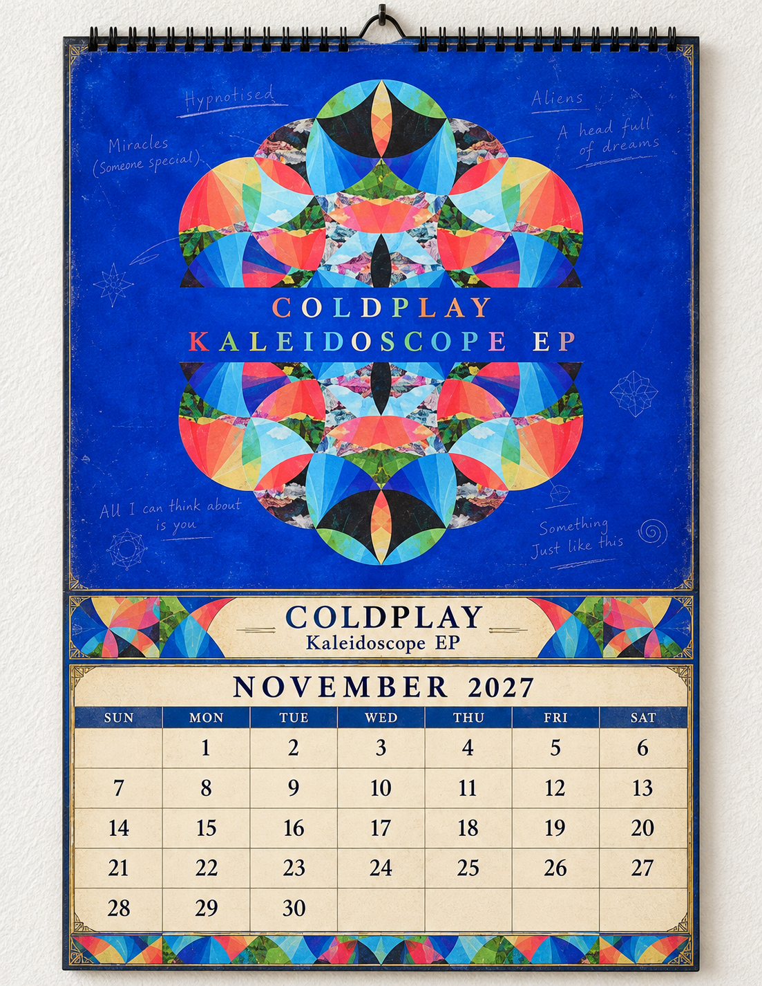 2027 Coldplay Album Covers Wall Calendar - Spiral Bound Vintage Alternative Rock Collector's Calendar - Unique Christmas Stocking Stuffer & Birthday Gift