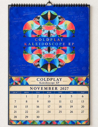 2027 Coldplay Album Covers Wall Calendar - Spiral Bound Vintage Alternative Rock Collector's Calendar - Unique Christmas Stocking Stuffer & Birthday Gift