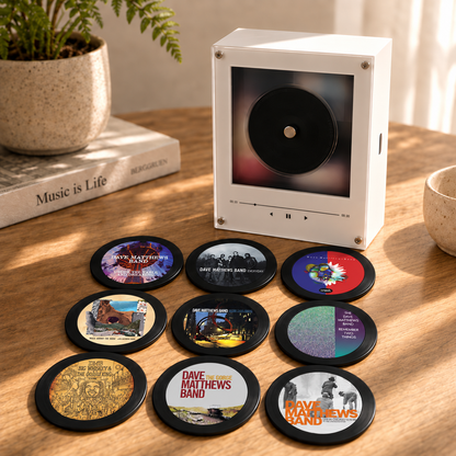 Dave Matthews Band MagTune Music Player - Retro Mini Vinyl Record Disc Player Style Night Light with Interchangeable Album Art Coasters & USB Cable