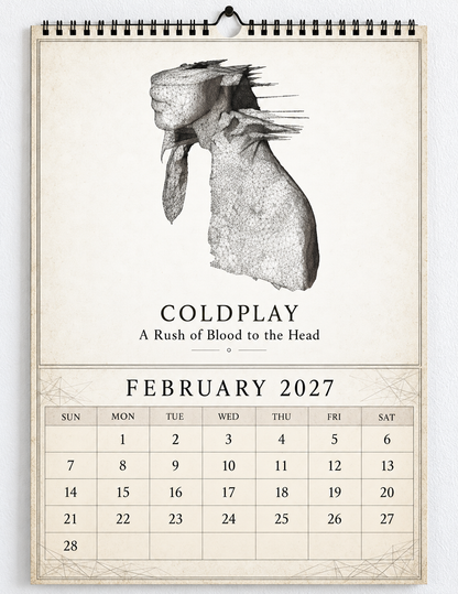 2027 Coldplay Album Covers Wall Calendar - Spiral Bound Vintage Alternative Rock Collector's Calendar - Unique Christmas Stocking Stuffer & Birthday Gift