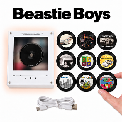 Beastie Boys MagTune Music Player - Retro Mini Vinyl Record Disc Player Style Night Light with Interchangeable Album Art Coasters & USB Cable