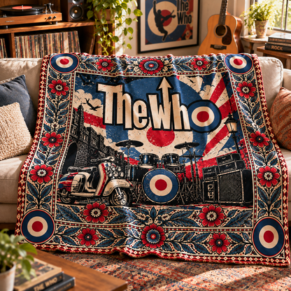 The Who Sherpa Throw Blanket - Mod Target & Scooter Drum Kit Soft Cover - British Classic Rock Band Fan Unique Gift Idea