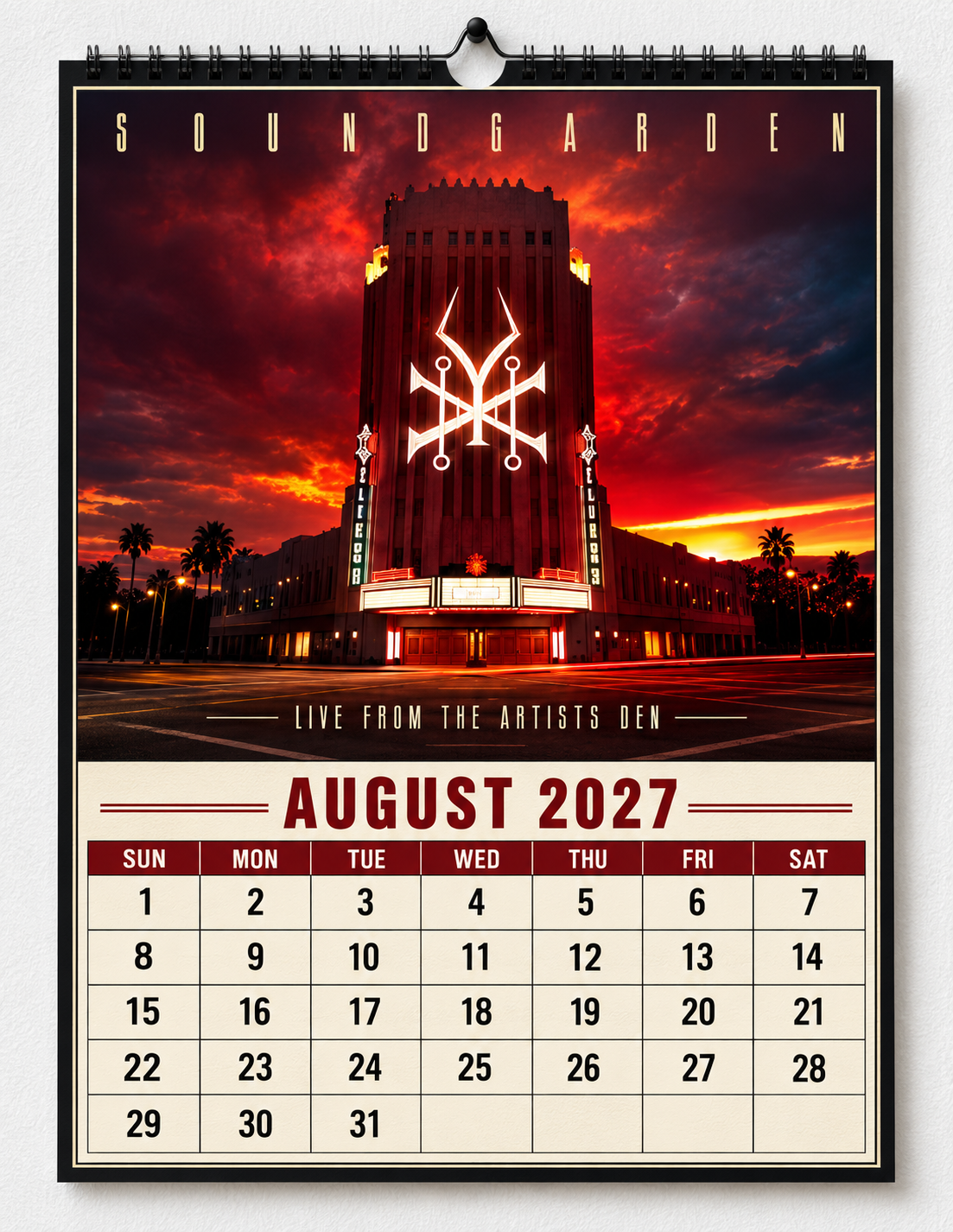 2027 Soundgarden Album Covers Wall Calendar - Spiral Bound Vintage Alternative Metal Collector's Calendar - Unique Christmas Stocking Stuffer & Birthday Gift