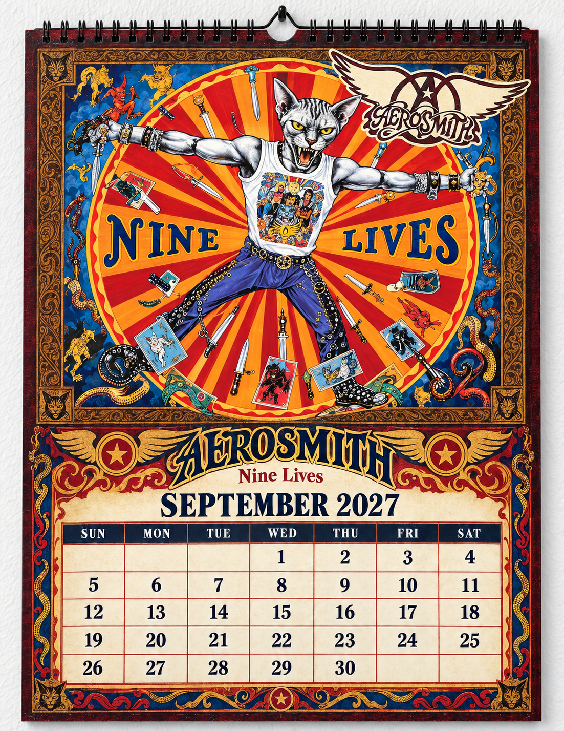 2027 Aerosmith Album Covers Wall Calendar - Spiral Bound Vintage Hard Rock Collector's Calendar - Unique Christmas Stocking Stuffer & Birthday Gift