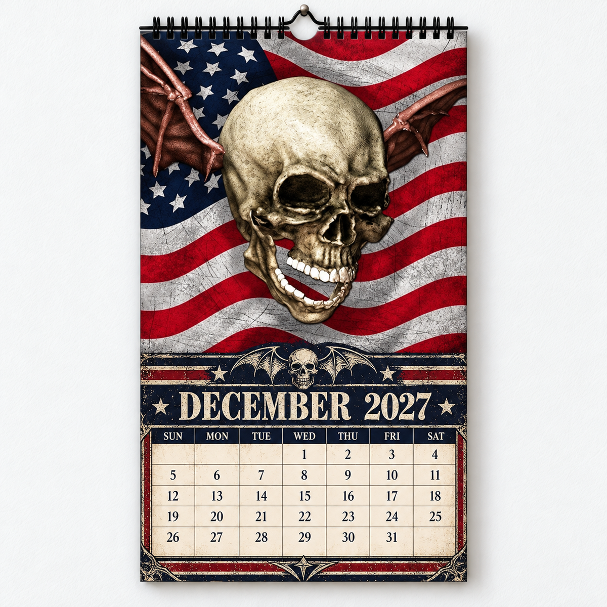 2027 Avenged Sevenfold Album Cover Wall Calendar – A7X Heavy Metal Music Calendar, Rock Band Decor, Nostalgic Gift for Fans