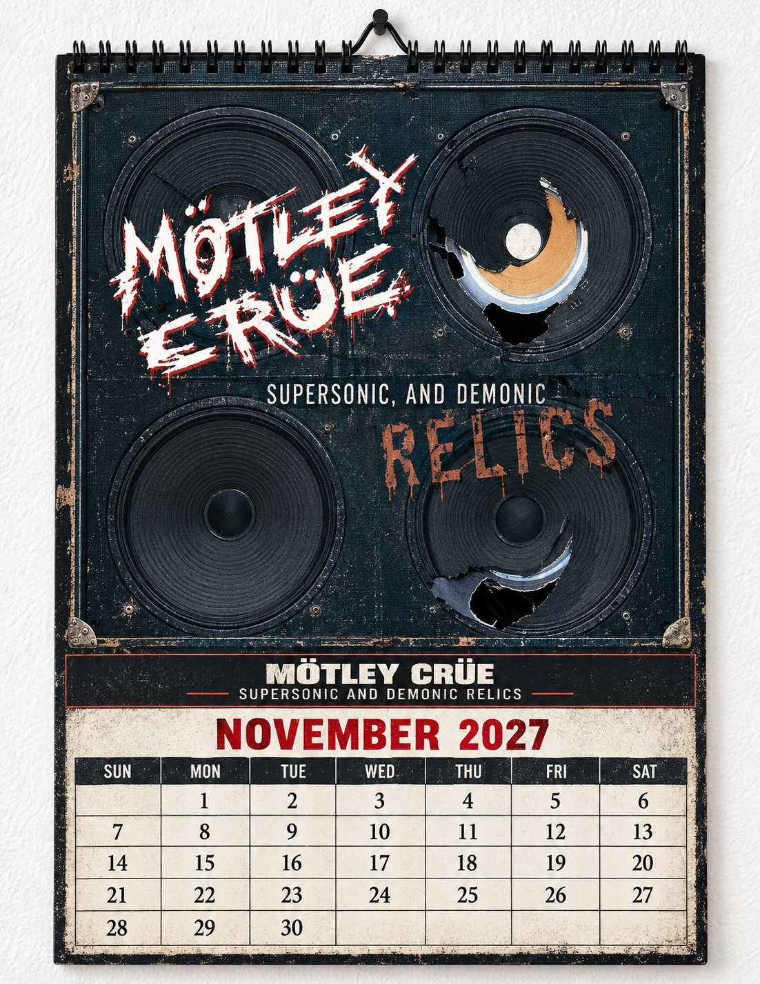 2027 Mötley Crüe Album Covers Wall Calendar - Spiral Bound Vintage Glam Metal Collector's Calendar - Unique Christmas Stocking Stuffer & Birthday Gift