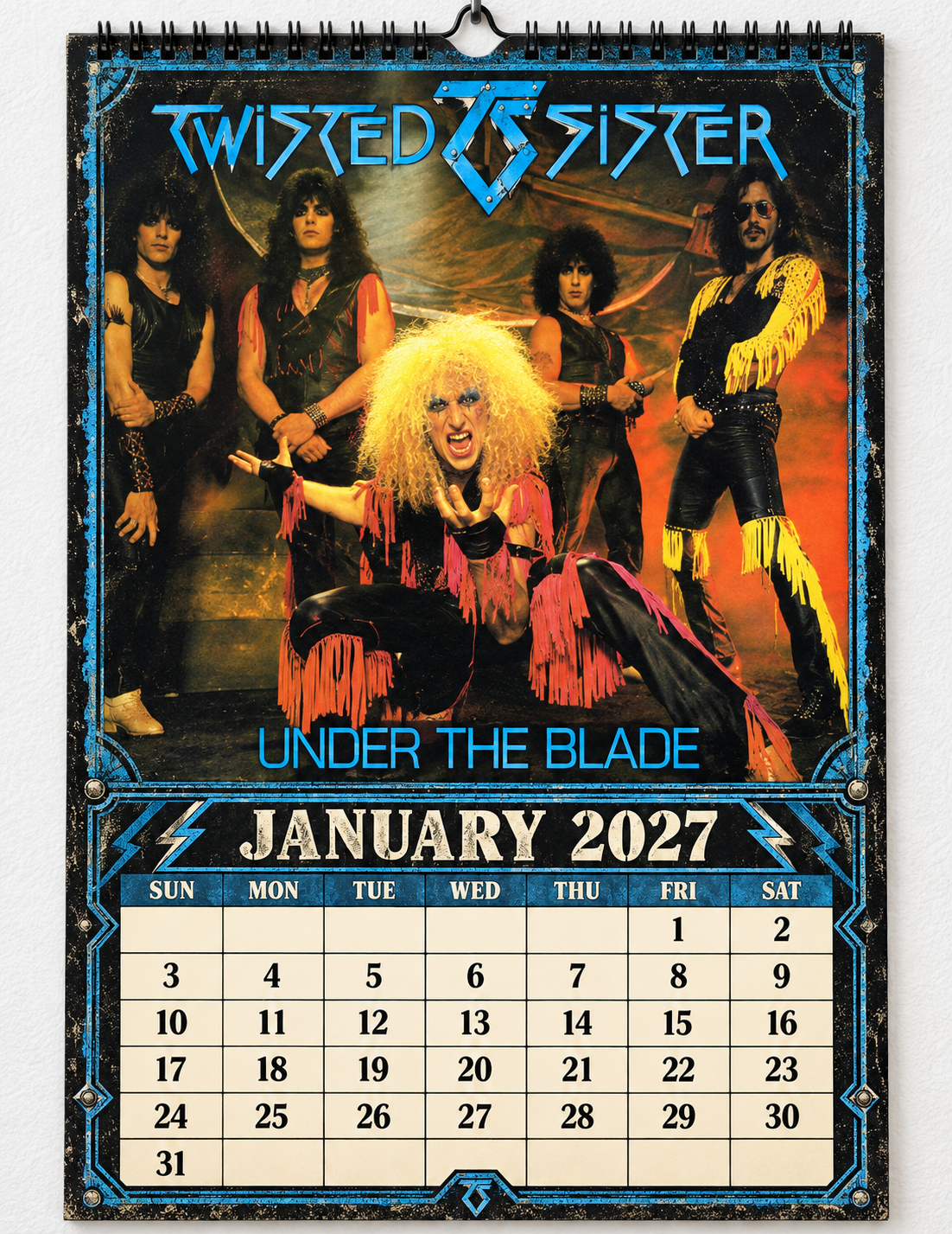2027 Twisted Sister Album Covers Wall Calendar - Spiral Bound Vintage Heavy Metal Collector's Calendar - Unique Christmas Stocking Stuffer & Birthday Gift