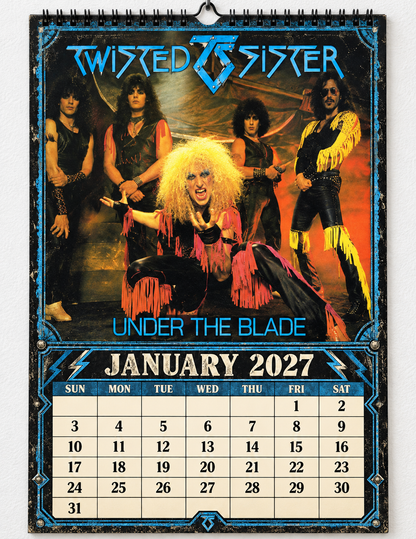 2027 Twisted Sister Album Covers Wall Calendar - Spiral Bound Vintage Heavy Metal Collector's Calendar - Unique Christmas Stocking Stuffer & Birthday Gift