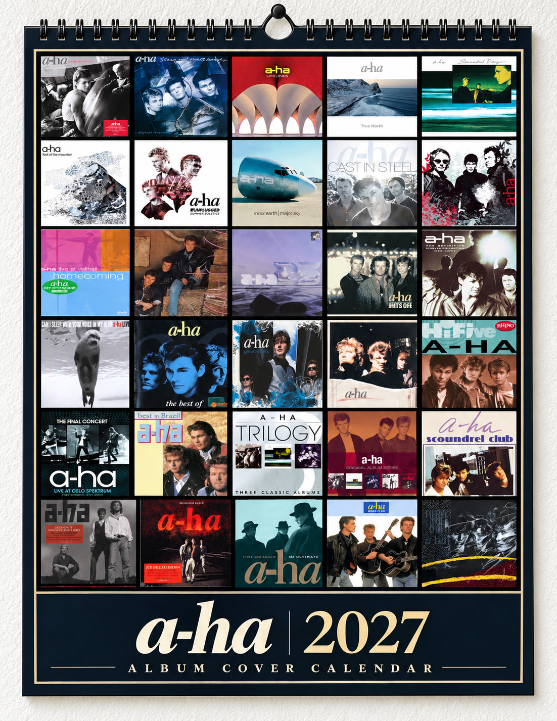 2027 a-ha Album Covers Wall Calendar - Spiral Bound Vintage Norwegian Synth-Pop Collector's Calendar - Unique Christmas Stocking Stuffer & Birthday Gift