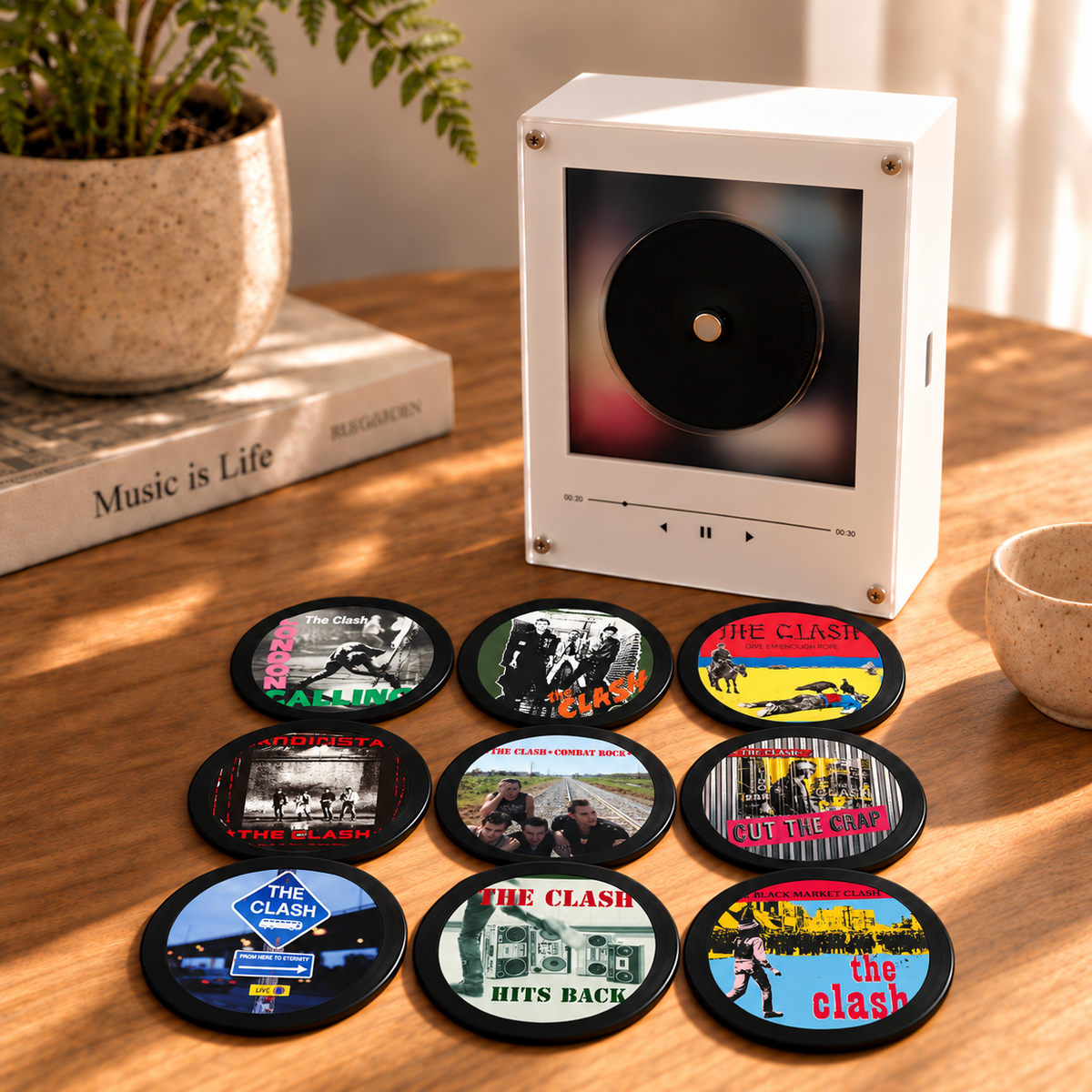 The Clash MagTune Magnetic Music Player Set - Mini Vinyl Album Discs Frame Display - Punk Rock Band Fan Unique Gift Idea