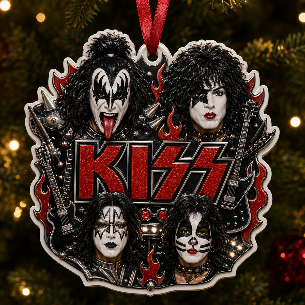 KISS High-Definition 3D Print Ornament – Classic Lineup Hard Rock Holiday Gift