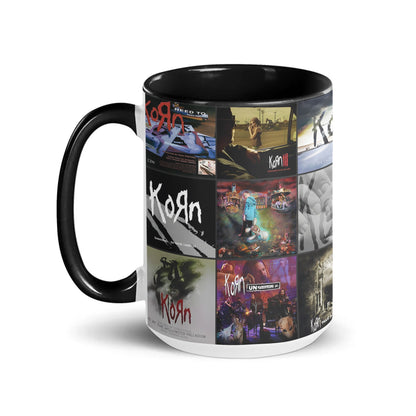 Korn ABlack Two-Tone Accent Coffee Mug - Classic Rock Band Album Covers Collage Mug
