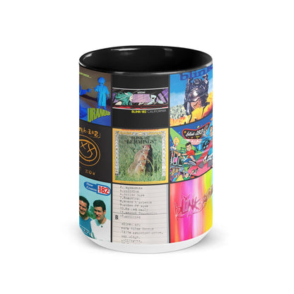 Blink 182 Black Two-Tone Accent Coffee Mug - Classic Rock Band Album Covers Collage Mug