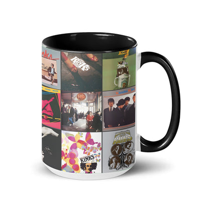 The Kinks Black Two-Tone Accent Coffee Mug - Classic Rock Band Album Covers Collage Mug