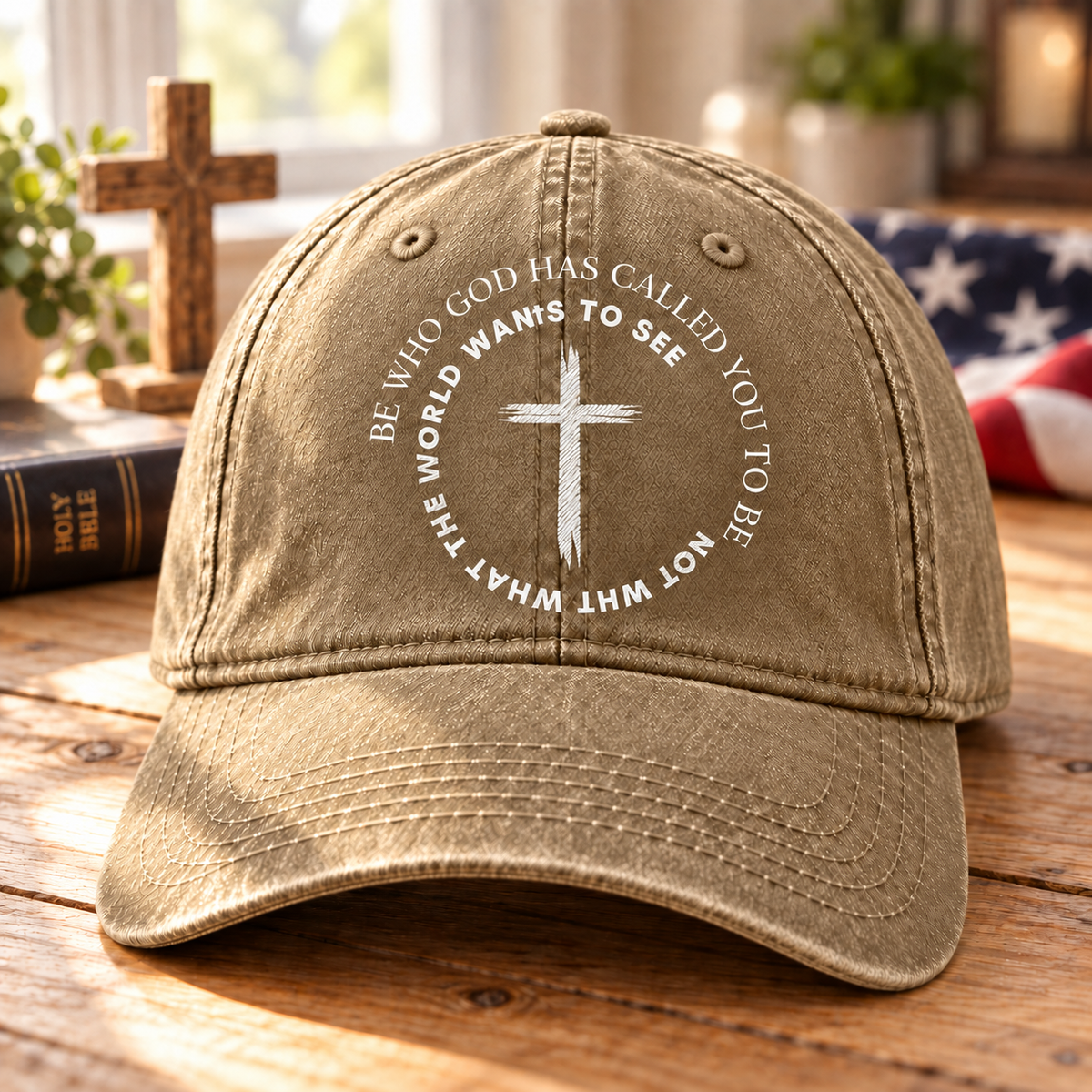 Christian Cross Denim Cap, Be Who God Has Called You To Be Hat, Faith Baseball Cap, Inspirational Christian Hat, Gift for Believers