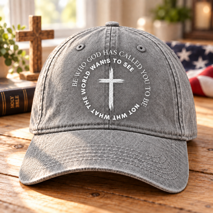 Christian Cross Denim Cap, Be Who God Has Called You To Be Hat, Faith Baseball Cap, Inspirational Christian Hat, Gift for Believers