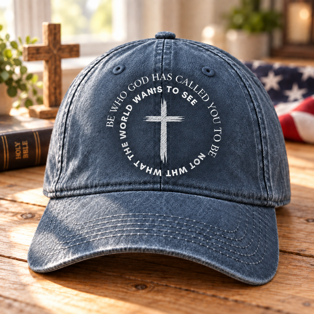 Christian Cross Denim Cap, Be Who God Has Called You To Be Hat, Faith Baseball Cap, Inspirational Christian Hat, Gift for Believers