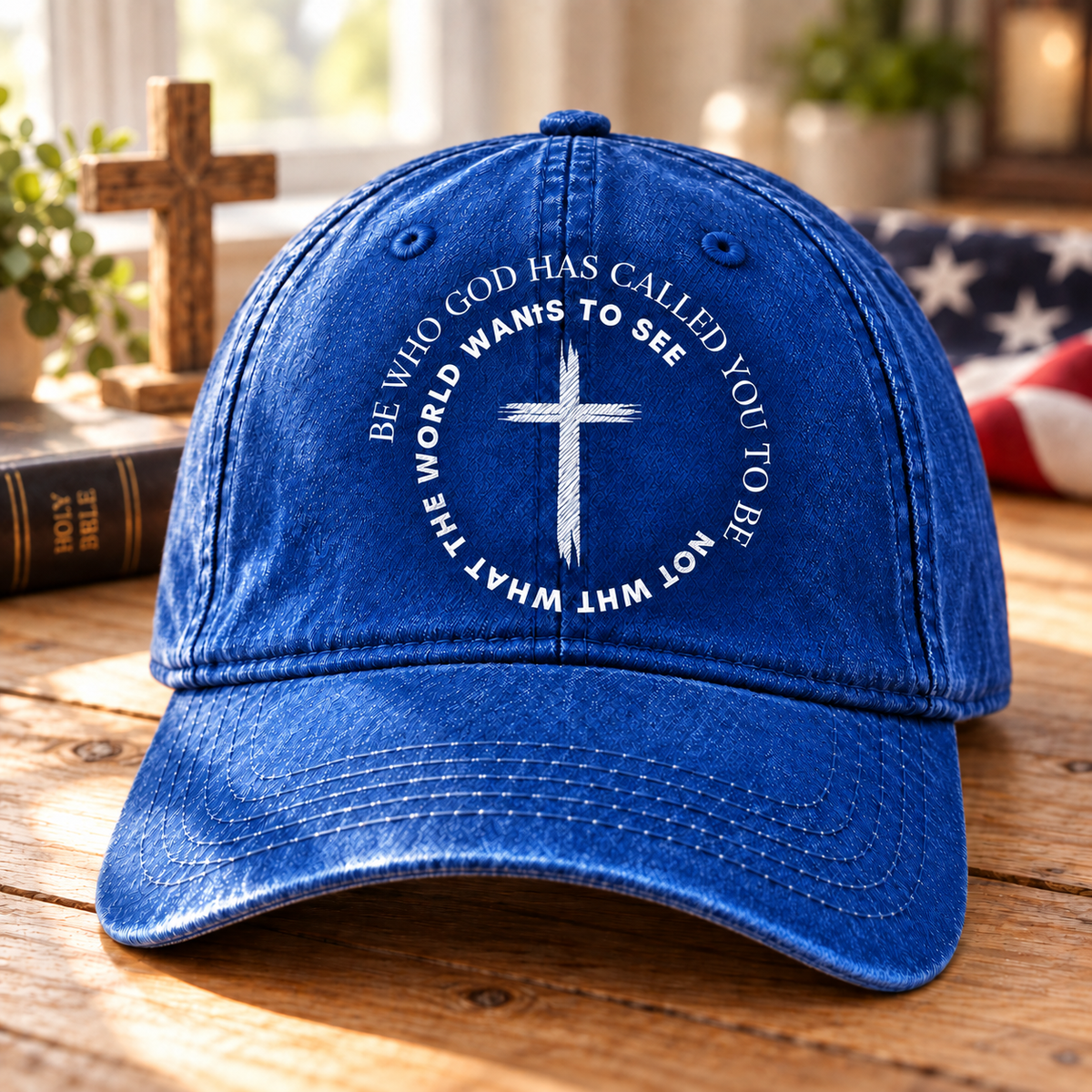 Christian Cross Denim Cap, Be Who God Has Called You To Be Hat, Faith Baseball Cap, Inspirational Christian Hat, Gift for Believers