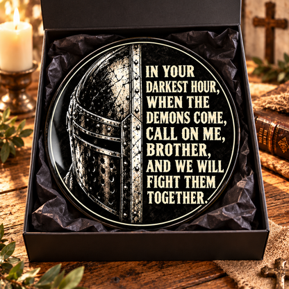 Brother in Arms Decorative Plate, Medieval Knight Christian Plate, Fight Demons Together Quote, Faith Warrior Gift for Men