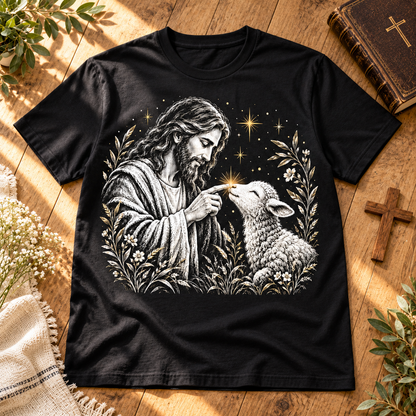 Jesus Good Shepherd Shirt, Christian Lamb T-Shirt, Faith Based Tee, Jesus and Sheep Graphic Shirt, Religious Gift for Christians