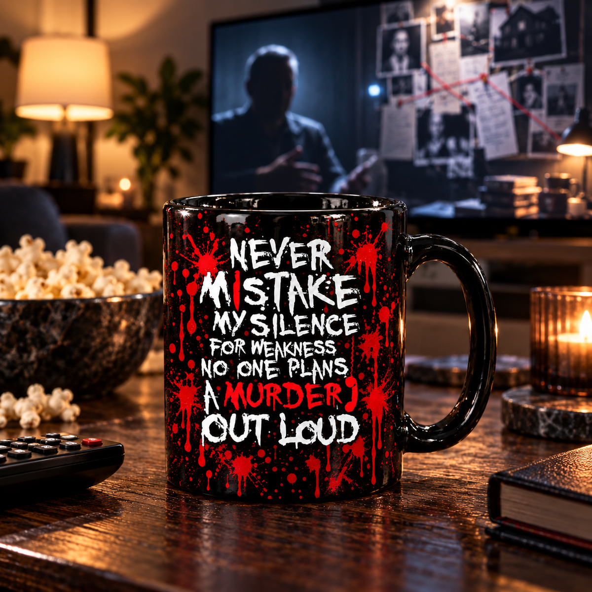 Murder Mystery Mug, Never Mistake My Silence for Weakness Coffee Cup, True Crime Lover Gift, Crime Show Mug, Dark Humor Detective Gift