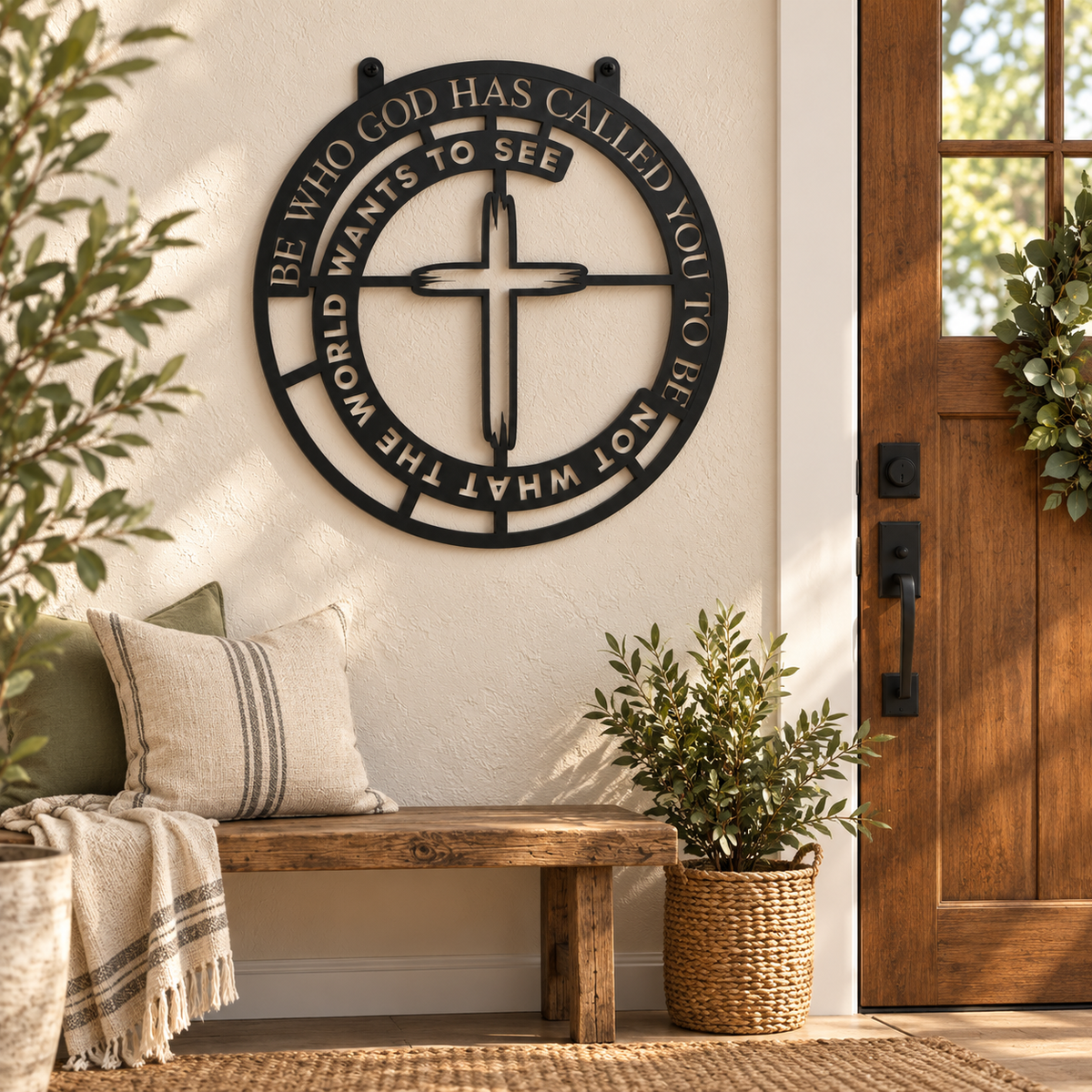 Christian Cross Metal Sign – Be Who God Has Called You to Be Metal Sign, Inspirational Bible Verse Decor, Faith Wall Hanging, Christian Gift