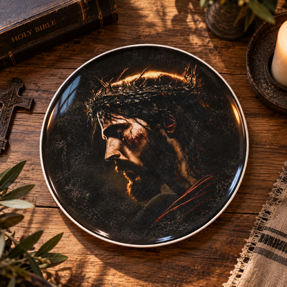 Jesus Crown of Thorns Decorative Plate, Christian Religious Home Decor, Jesus Christ Wall Art, Catholic Faith Decor, Christian Gift