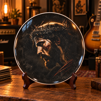 Jesus Crown of Thorns Decorative Plate, Christian Religious Home Decor, Jesus Christ Wall Art, Catholic Faith Decor, Christian Gift