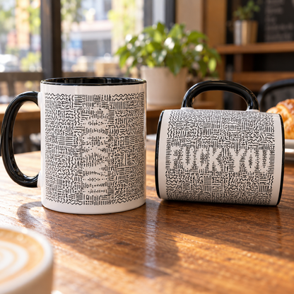 Hidden Message Mug, Secret Quote Coffee Cup, Optical Illusion Mug, Minimalist Black and White Mug, Mystery Lover Gift