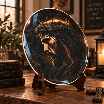 Jesus Crown of Thorns Decorative Plate, Christian Religious Home Decor, Jesus Christ Wall Art, Catholic Faith Decor, Christian Gift